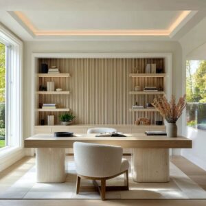 A-contemporary-style-home-office-design-feels-carved-from-nature-itself