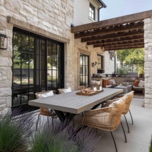 A-design-leans-into-farmhouse-roots-with-heavy-use-of-pale-limestone-both-in-the-facade-and-the-structural-outdoor-walls