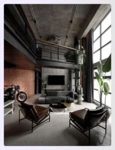 Neutral-toned-industrial-living-room-with-metal-accents-788x1024