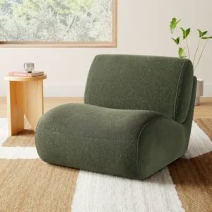 Olive-green-armless-reading-chair