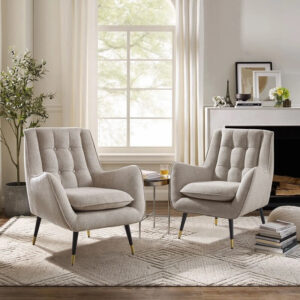 mid-century-modern-reading-chairs-with-brass-capped-legs-tufted-backrests-comfortable-grey-armchairs