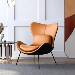 orange-and-black-small-reading-chair-super-modern-furniture-for-sale-online-high-end-faux-leather-uphosltery-thin-legs-comfortable-wingback-minimalist-chairs